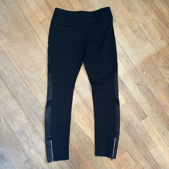 Rag & Bone Moto Leather Panel Ankle Zip Black Pants - Picture 2 of 12